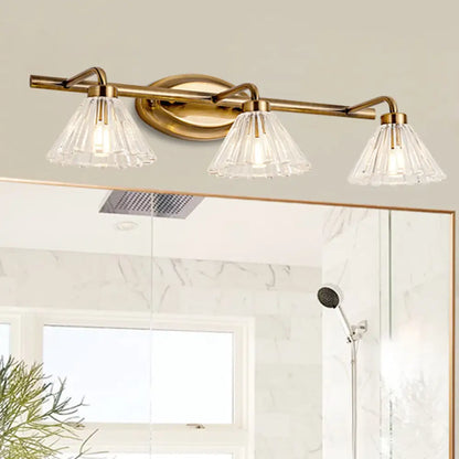 Glazen Wandlamp Kegel met Messing Afwerking – Modern Design met LED-Verlichting voor Badkamer en Toilet