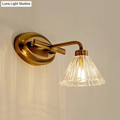 Glazen Wandlamp Kegel met Messing Afwerking – Modern Design met LED-Verlichting voor Badkamer en Toilet