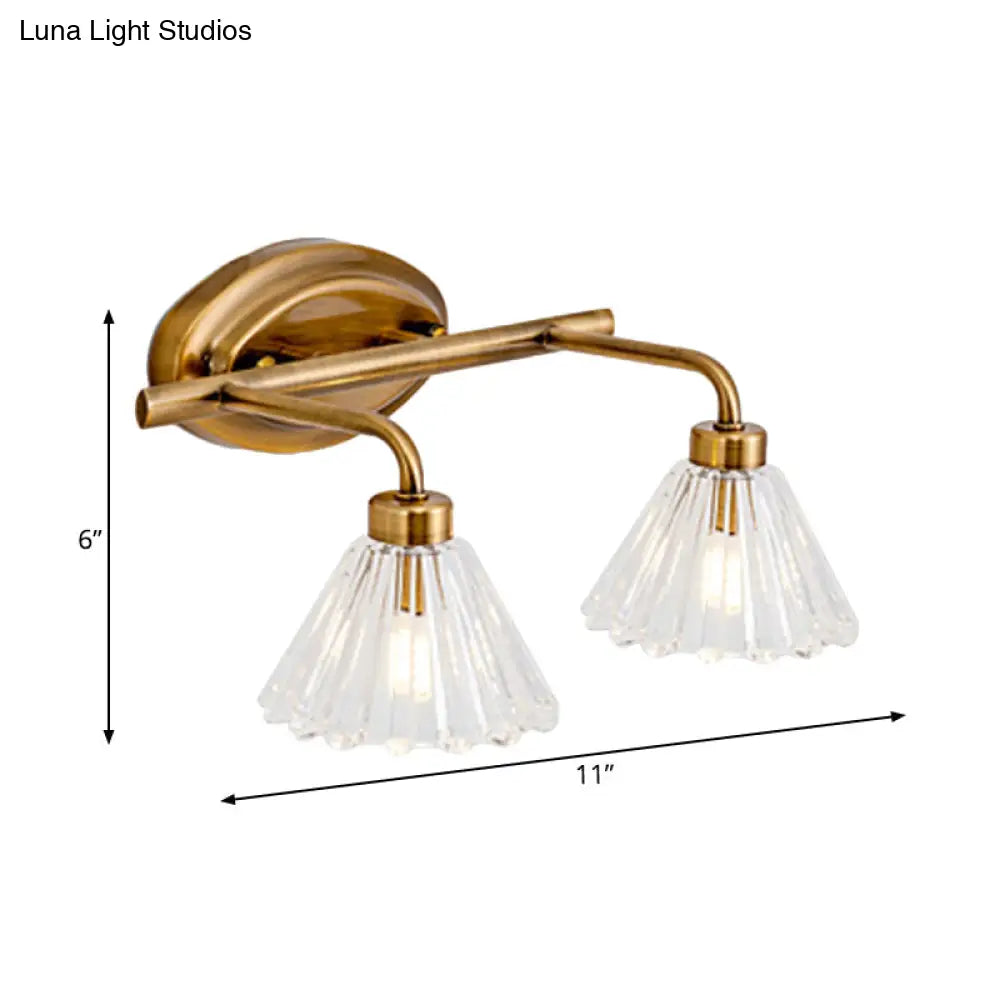 Glazen Wandlamp Kegel met Messing Afwerking – Modern Design met LED-Verlichting voor Badkamer en Toilet