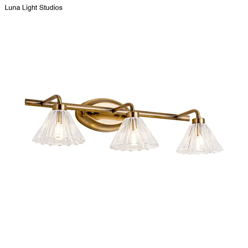Glazen Wandlamp Kegel met Messing Afwerking – Modern Design met LED-Verlichting voor Badkamer en Toilet