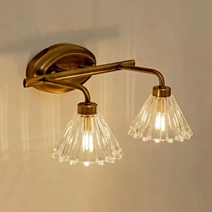 Glazen Wandlamp Kegel met Messing Afwerking – Modern Design met LED-Verlichting voor Badkamer en Toilet
