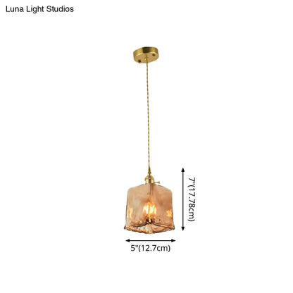 Vintage Hanglamp met Kegelkap in Glas – Messing/Koper Armatuur voor Woonkamer & Eetkamer