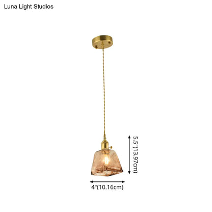 Vintage Hanglamp met Kegelkap in Glas – Messing/Koper Armatuur voor Woonkamer & Eetkamer