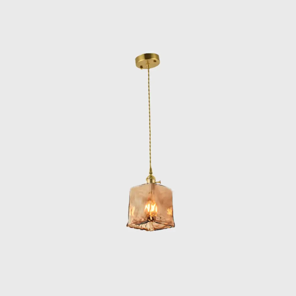 Vintage Hanglamp met Kegelkap in Glas – Messing/Koper Armatuur voor Woonkamer & Eetkamer