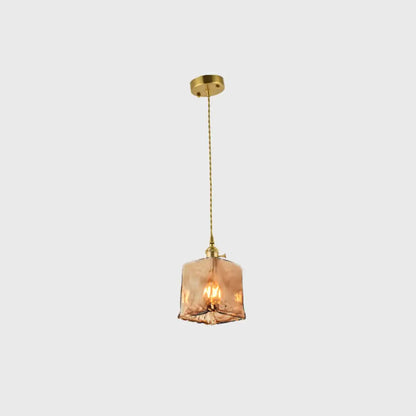 Vintage Hanglamp met Kegelkap in Glas – Messing/Koper Armatuur voor Woonkamer & Eetkamer