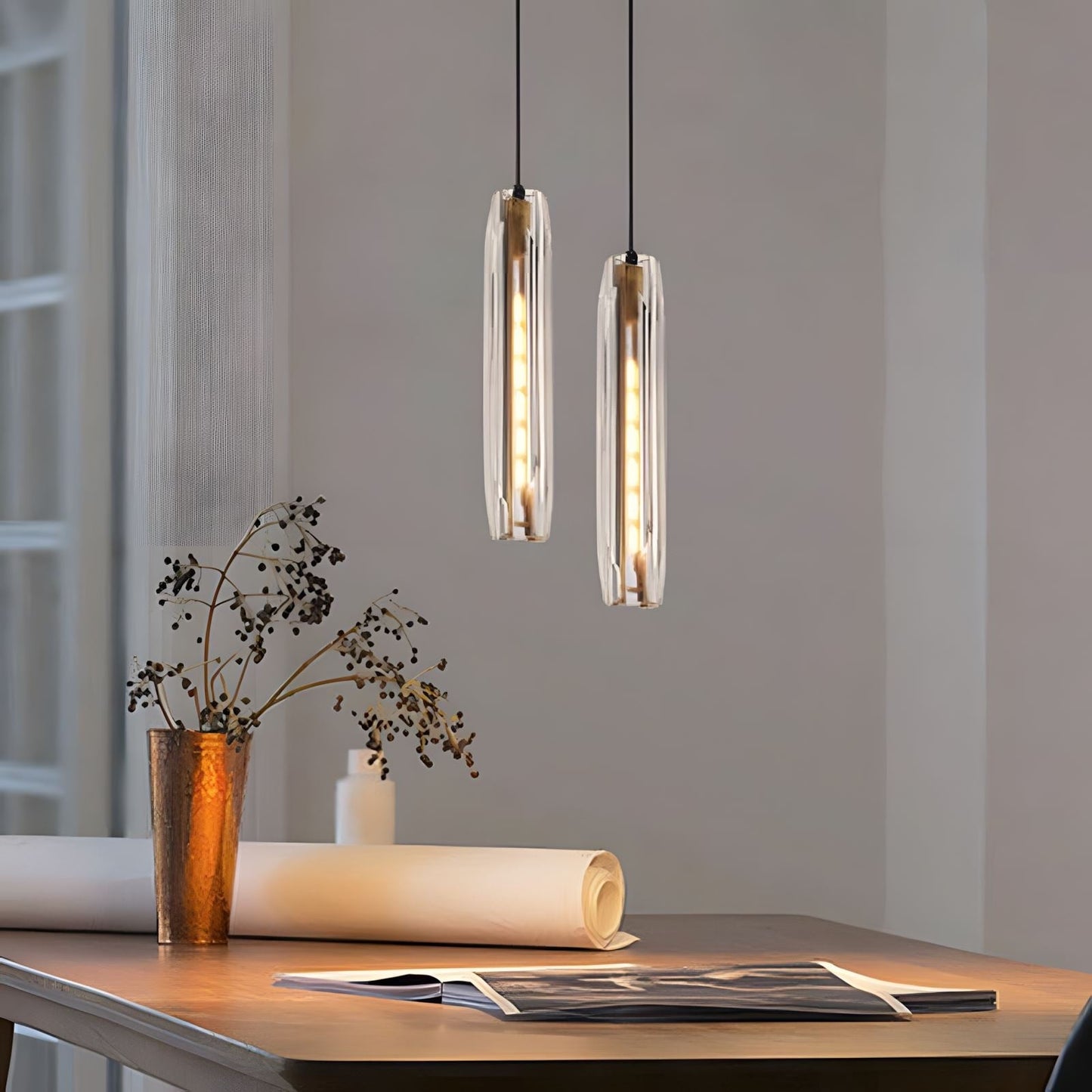 Post Moderne Messing Hanglamp Met K9 Kristal En Verstelbare Kabel