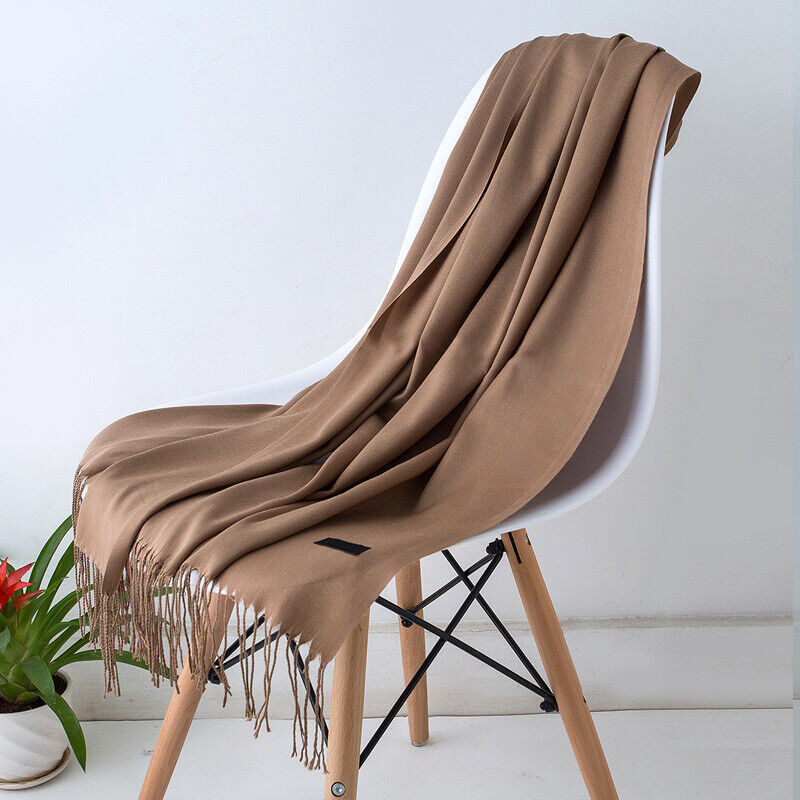 Kasjmieren Sjaal 200x70cm Zacht Warm Franje Effen Kleuren Winter Accessoire Veelzijdig Draagbaar Trendy Modesjaals Dames