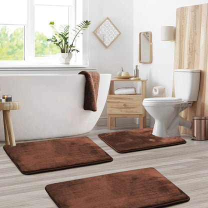 Badmat Set 3 Stuks Memory Foam Fluweel Grijs Antislip Badkamer Douche Toilet Matten Absorberend Zacht Wasbaar