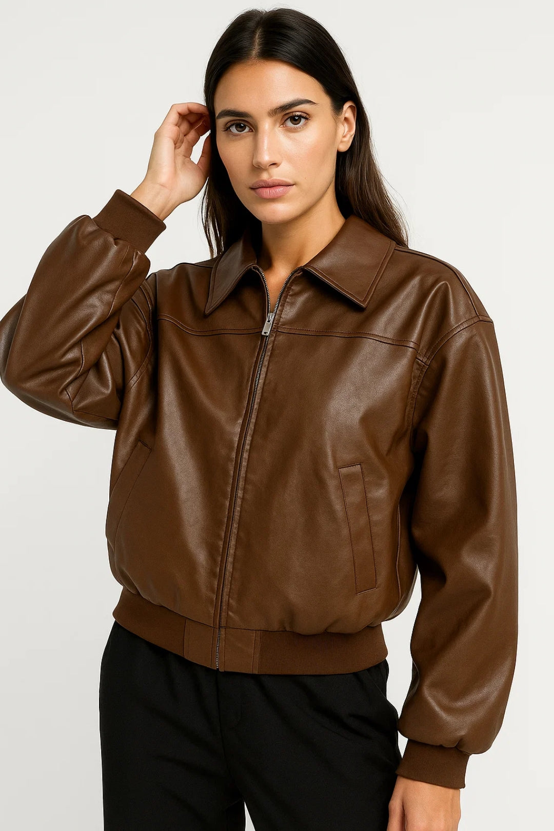 Dames Bomberjack Oversized Met Kraag Casual Stijl - StudioMarella