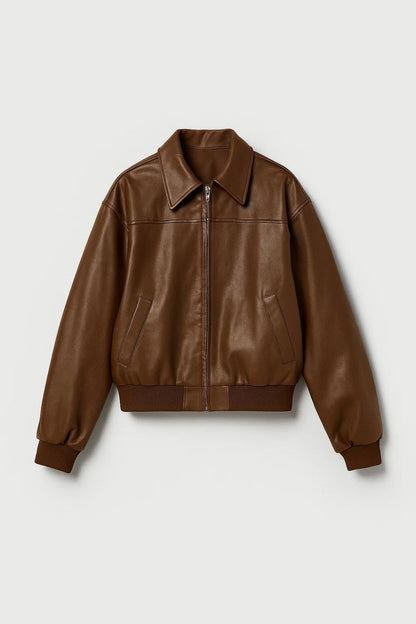 Dames Bomberjack Oversized Met Kraag Casual Stijl