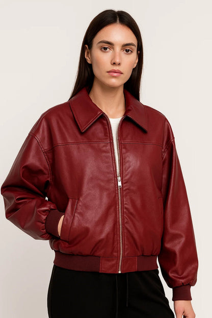 Dames Bomberjack Oversized Met Kraag Casual Stijl