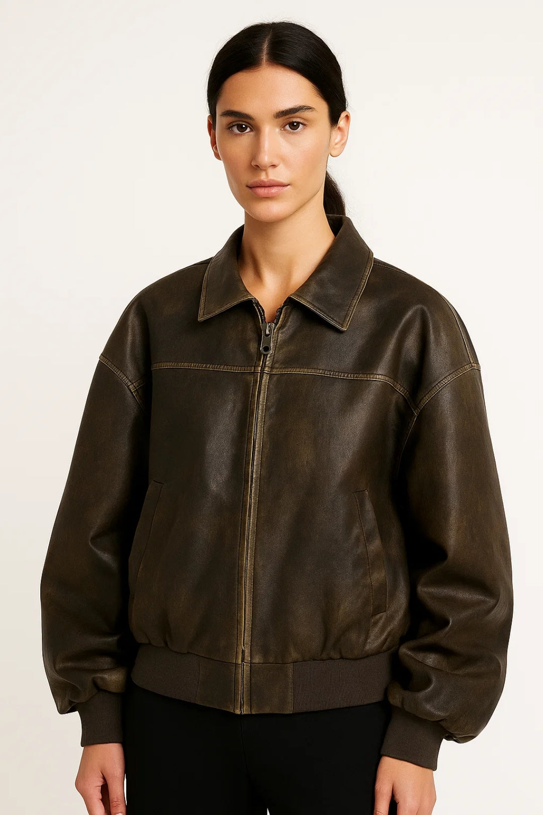 Dames Bomberjack Oversized Met Kraag Casual Stijl
