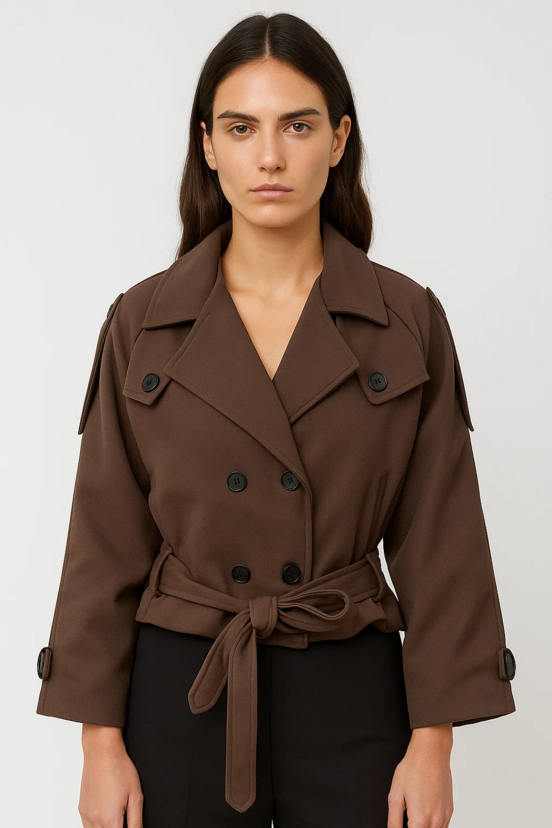 Dames Trenchcoat Kort Met Ceintuur Casual Stijl - StudioMarella