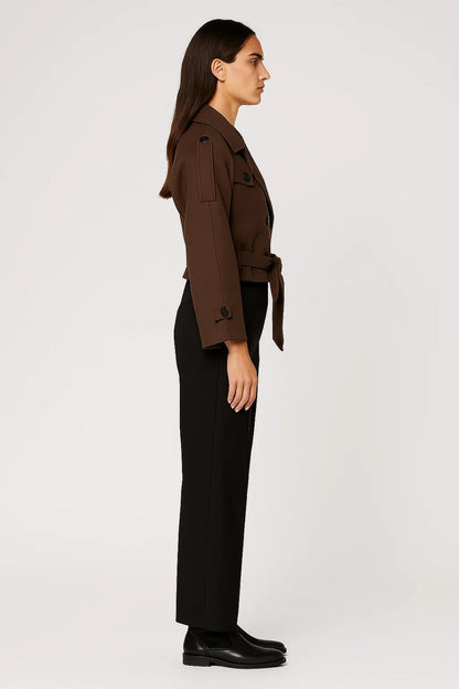 Dames Trenchcoat Kort Met Ceintuur Casual Stijl