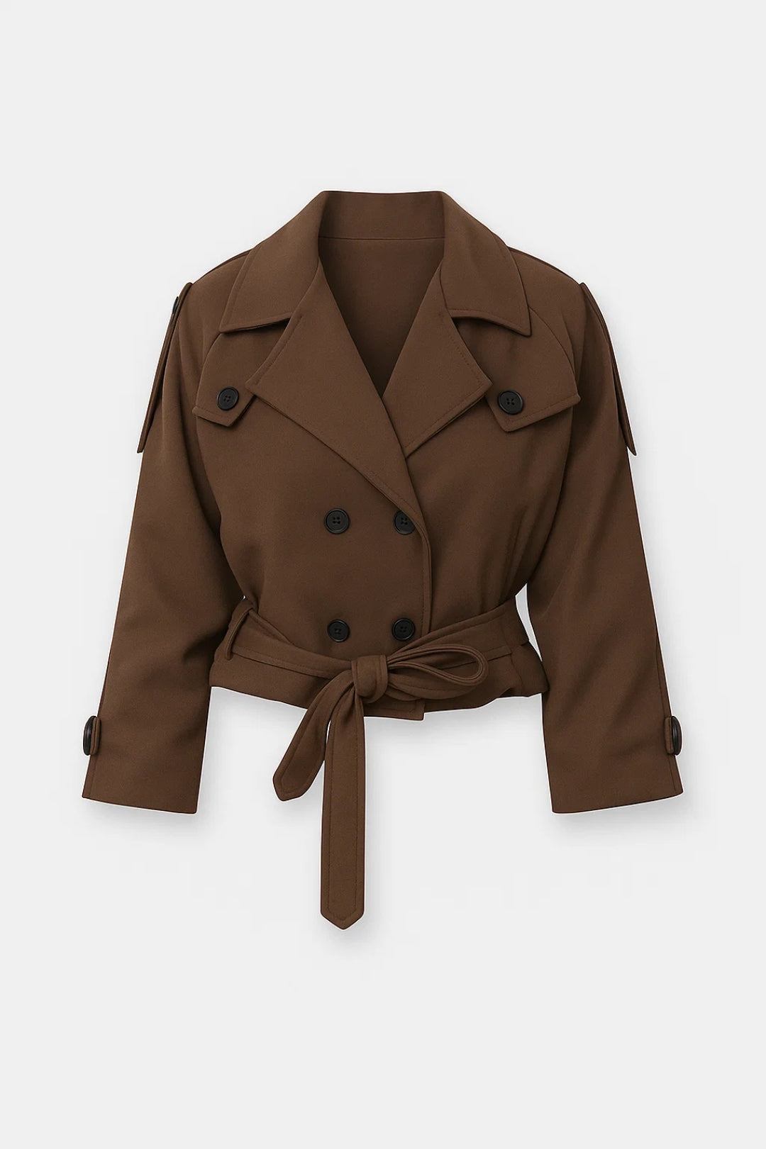 Dames Trenchcoat Kort Met Ceintuur Casual Stijl