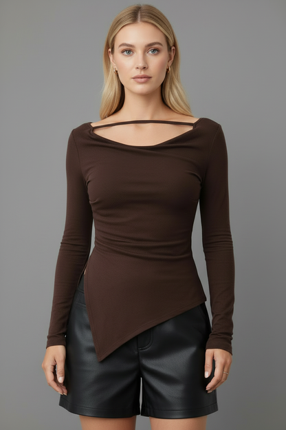 Off Shoulder Top Asymmetrisch Korte Mouw Zara Stijl - StudioMarella
