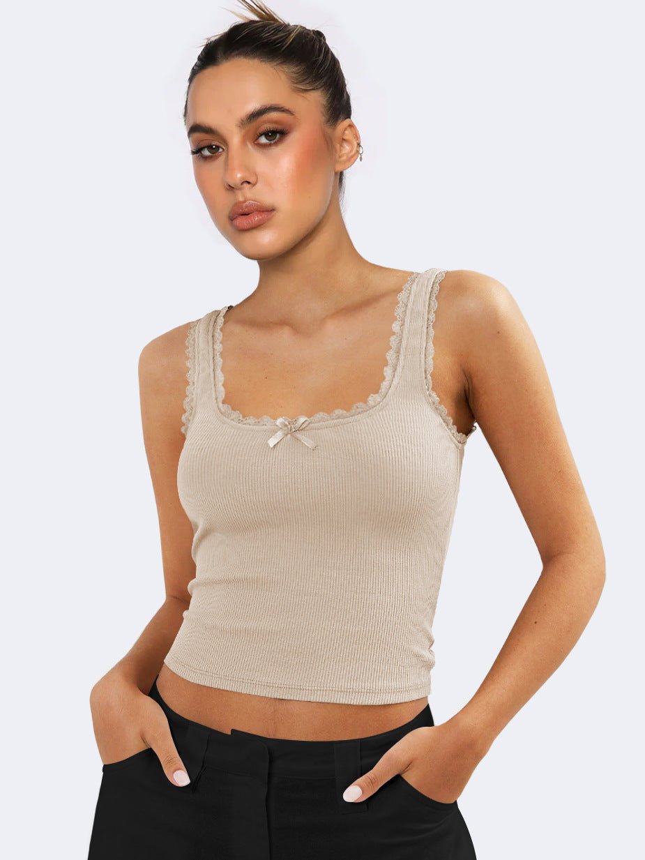Vrouwelijke Tanktop met Kant en Ruffles Romantisch Design - StudioMarella