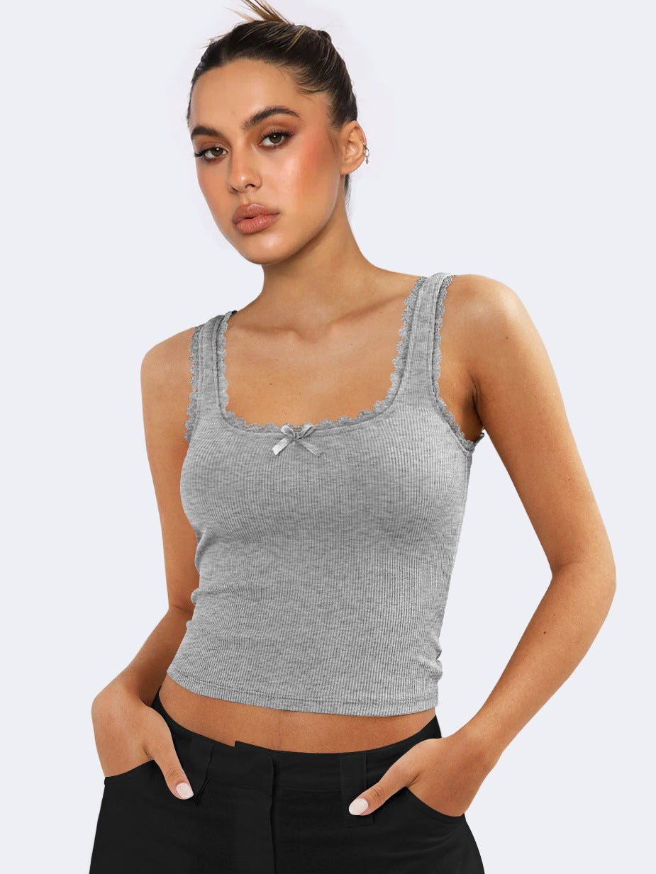 Vrouwelijke Tanktop met Kant en Ruffles Romantisch Design