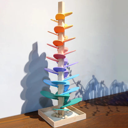 Houten Knikkerbaan met Regenboogkleuren en Muzikaal Geluid voor Peuters 71 cm Speelgoed Interactief Educatief Motoriek Cognitieve Ontwikkeling Montessori Leerplezier