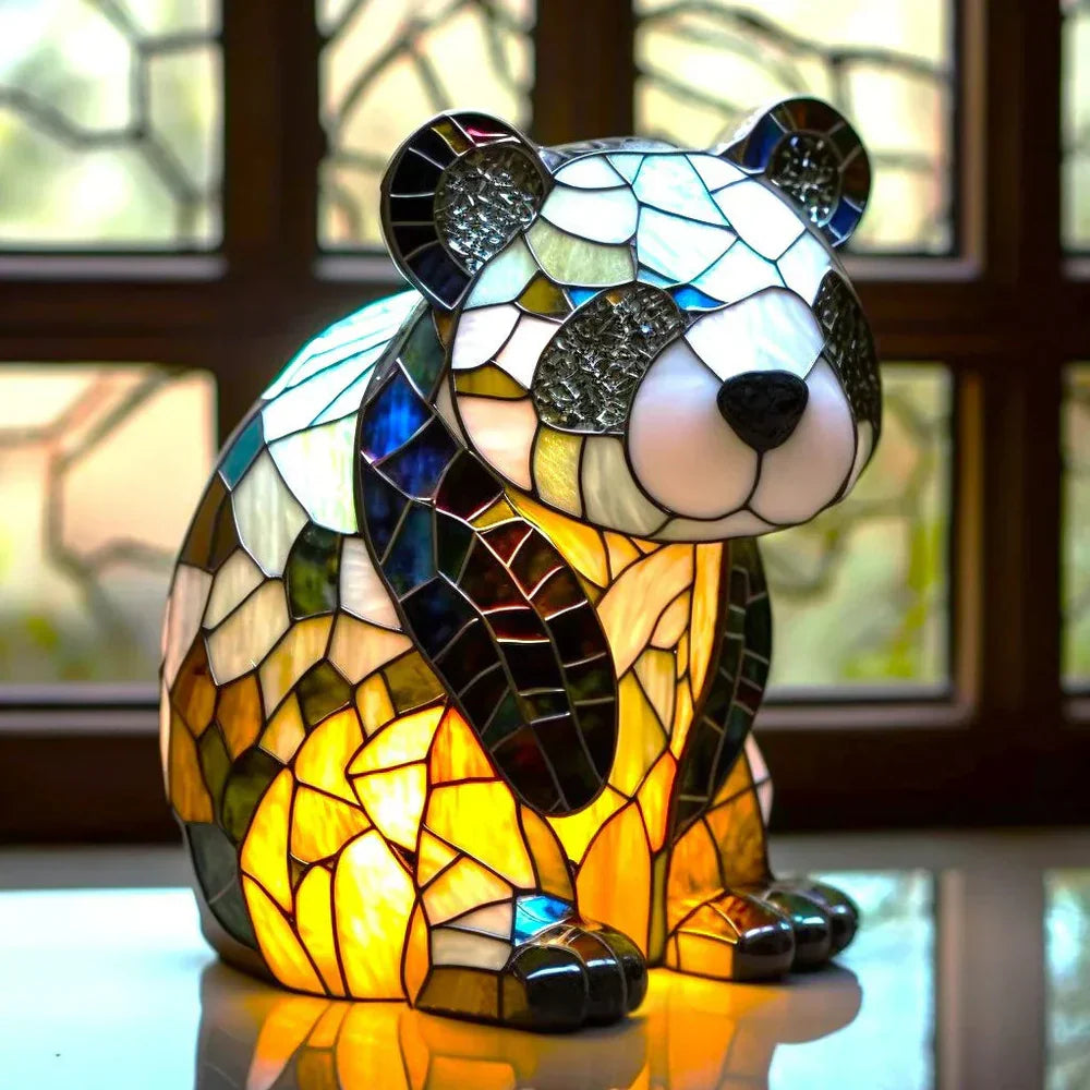 Decoratieve Tafellamp met Dierenprint Gebrandschilderd Glas Effect 15cm Warm Sfeerlicht voor Woonkamer Slaapkamer Nachtkastje