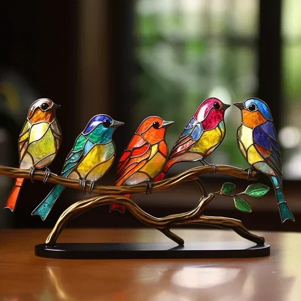 Glazen Vogelbeeldjes in Gekleurde Tinten – Set van Decoratieve Vogelsculpturen voor Interieur Woonkamer Slaapkamer