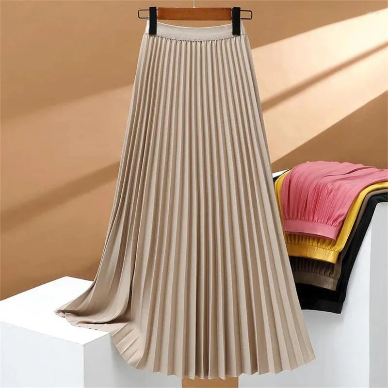 Elastische Maxi Rok Geplooid met Hoge Taille