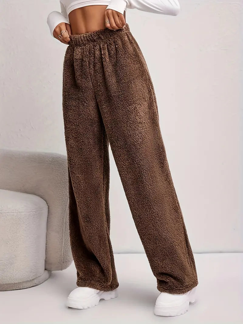 Zachte Fleece Broek Grijs Effen voor Dagelijks Gebruik - StudioMarella