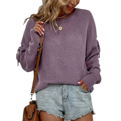 Dames Trui Gebreid met Strikdetails Stijlvol Elegante Look