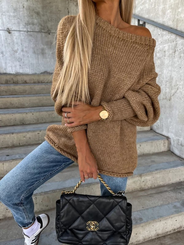 Dames Trui Off-shoulder Gebreid Elegant Zwart