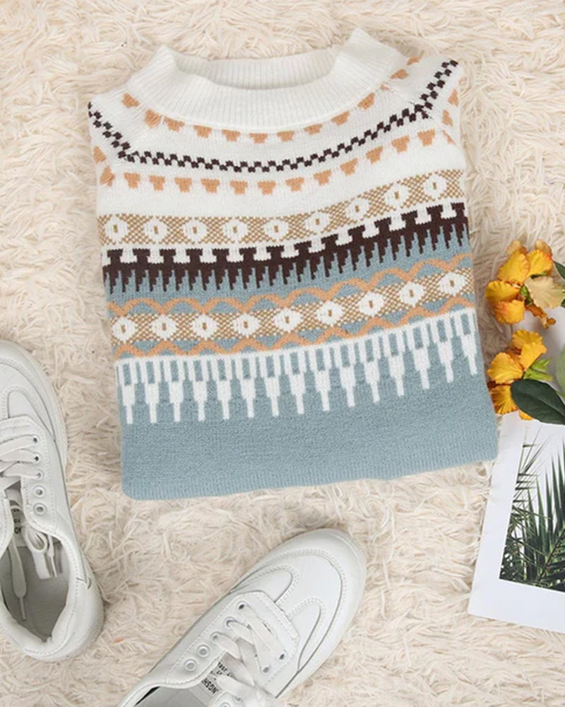 Warme Gebreide Wintertrui Boho Chic Stijl