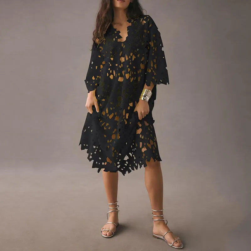 Jurk Zomer Vrouw Bloemenprint MidiJurk Voor Dame