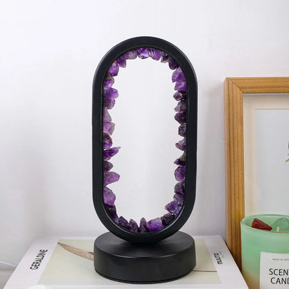 Tafellamp Amethist Handgemaakt Natuurkristal LED E14 Paars Roze Sfeer Slaapkamer Meditatie Yoga Rustgevend Decoratie Innerlijke Rust