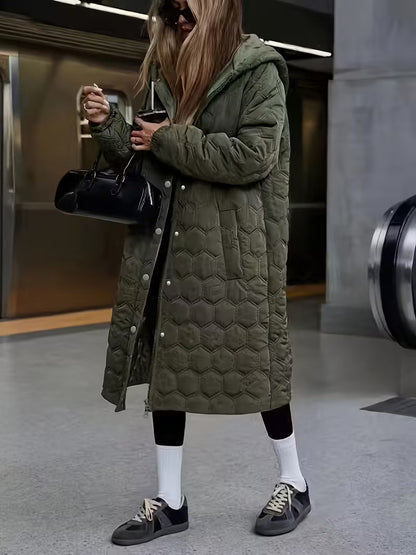 Dames Trenchcoat Zwart Lang Gewatteerd
