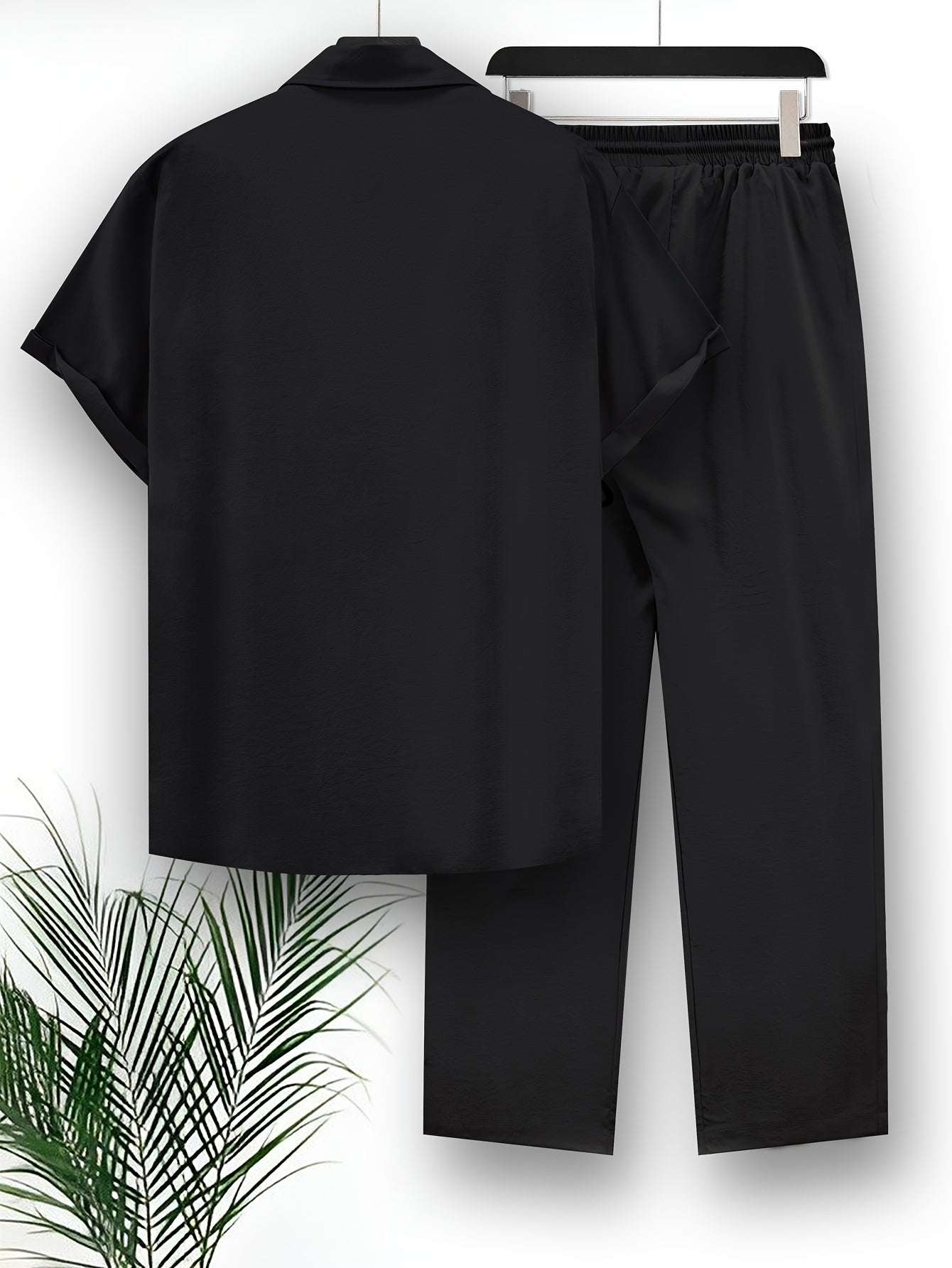 Korte Mouw Top en Broek Set Effen Kleur Zomer