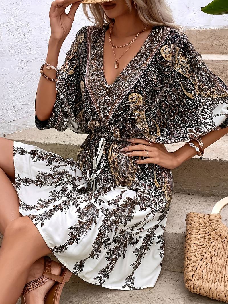 Zomerjurk voor Vrouw Korte Mouwen Elegante Jurk