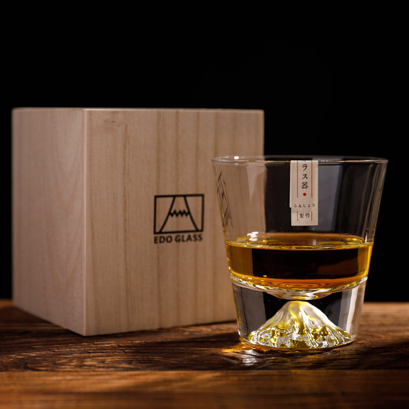 Kristallen Whiskyglazen Set Handgemaakt met Houten Cadeaubox 300-400ml Japans Vakmanschap voor Whisky Liefhebbers Tumbler Luxe Drinkglazen