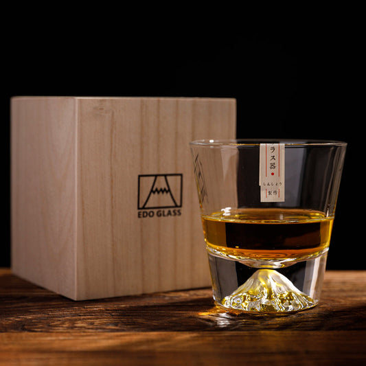 Kristallen Whiskyglazen Set Handgemaakt met Houten Cadeaubox 300-400ml Japans Vakmanschap voor Whisky Liefhebbers Tumbler Luxe Drinkglazen