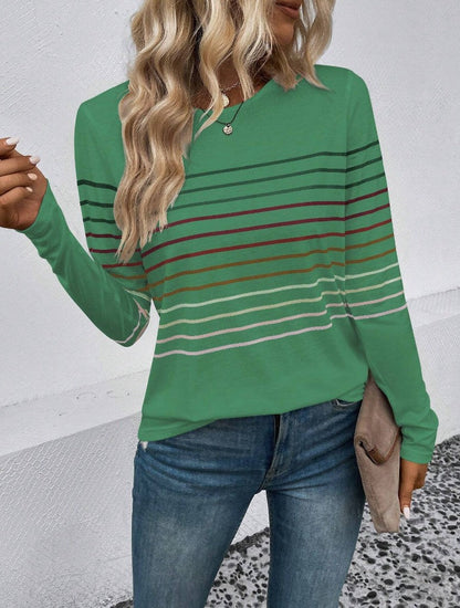 Dames T-shirt Lange Mouwen Streepjes Stijlvol Basic