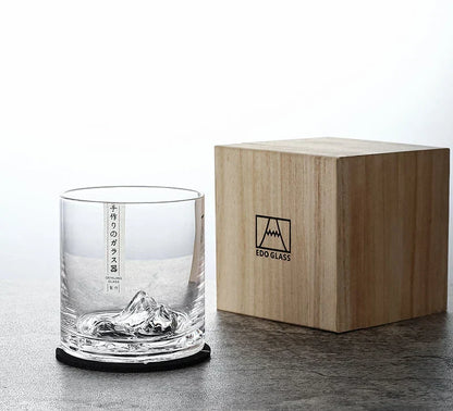Japans Whiskeyglas met IJsberg Reliëf 300ml Hittebestendig Glas Handgemaakt Tumbler voor Whisky en Cocktails Premium Drinkglas in Houten Geschenkdoos Scandinavische Barware
