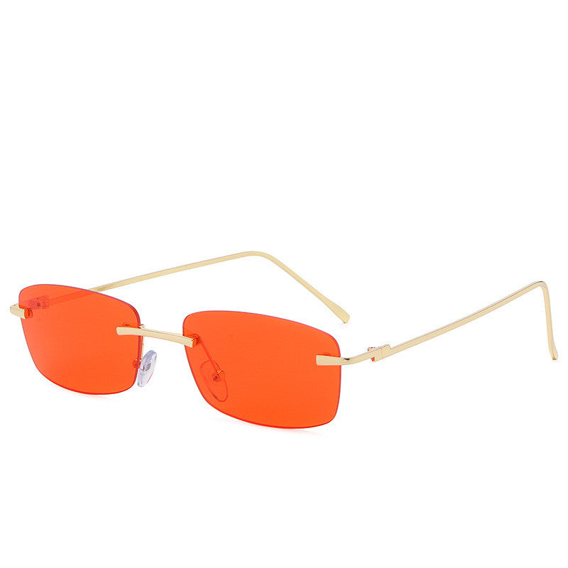 Dames Zonnebril Rechte Glazen Randloos Trendy Model