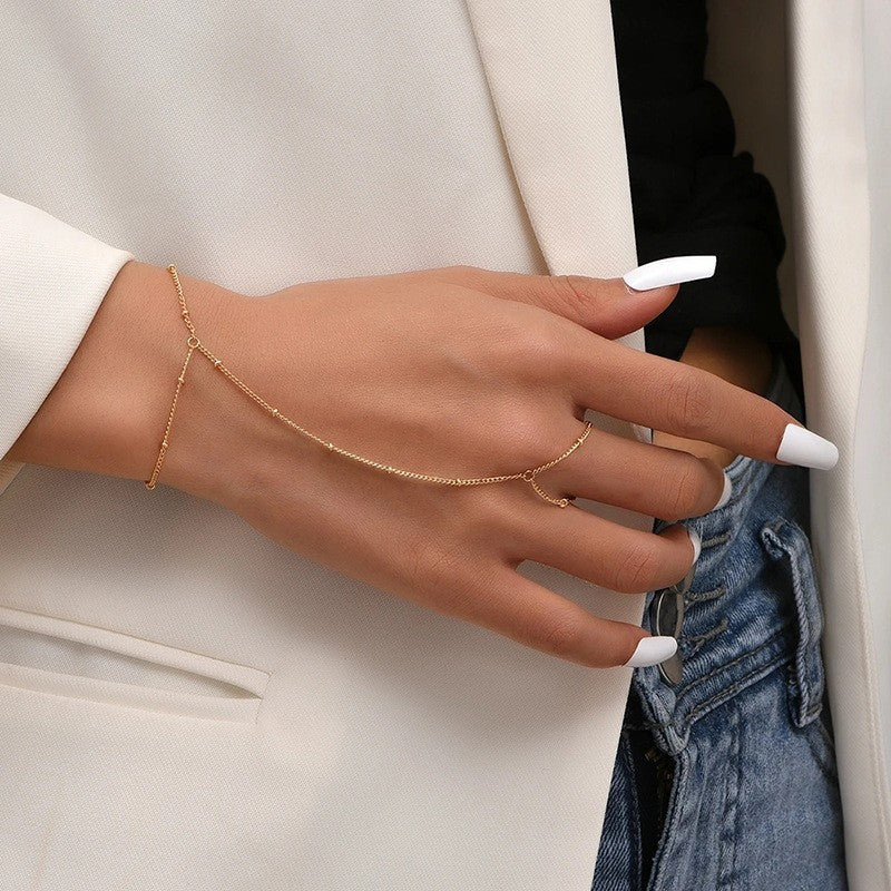 Dames Armband met Schakelketting en Zilveren Ring Sieraad