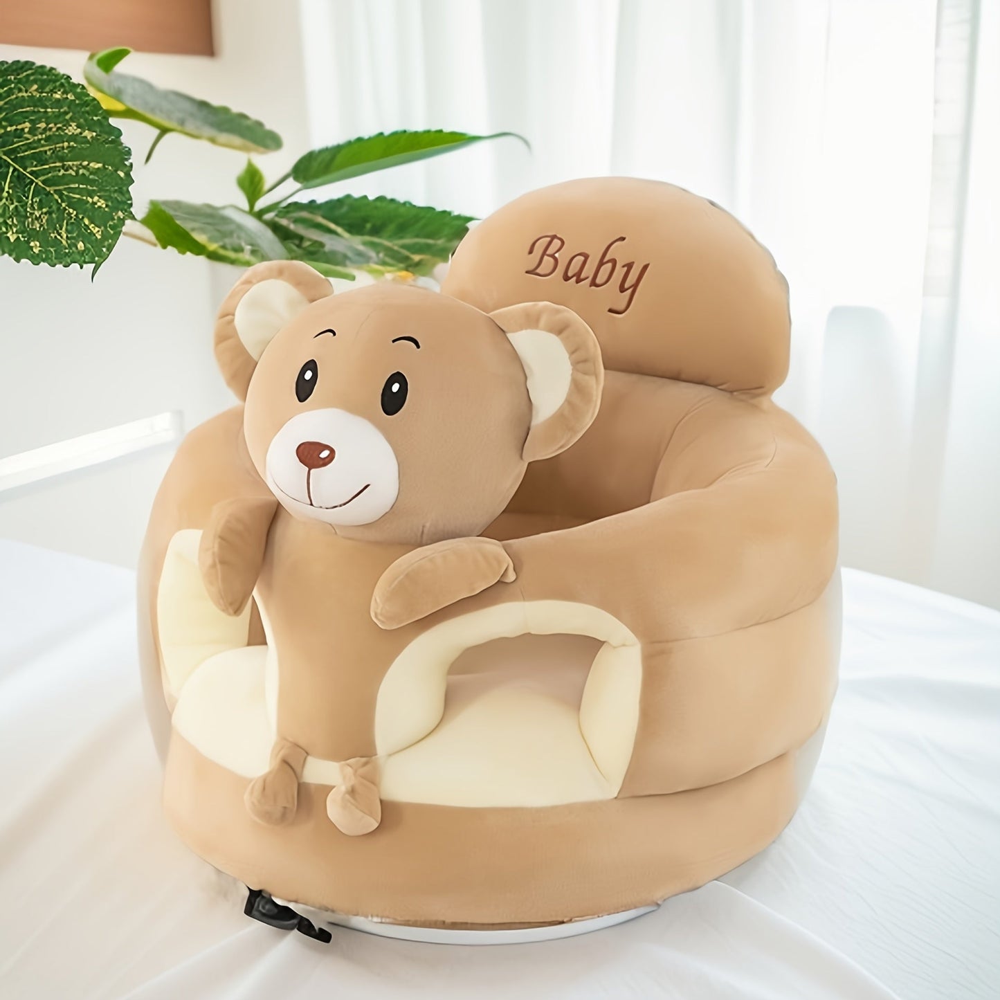 Baby Zitstoel Pluche Dierenthema Grijs Ondersteunend Leren Zitten Baby Stoel Zacht Zitkussen Speelstoel