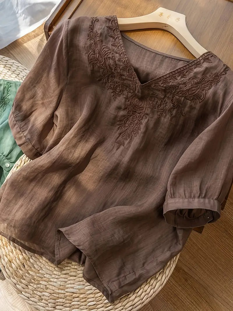Zomerblouse Vrouw Zonnestraal Licht Katoen