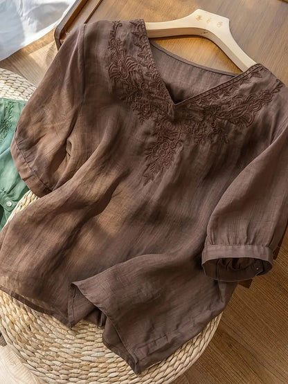 Zomerblouse Vrouw Zonnestraal Licht Katoen