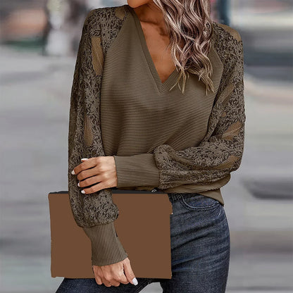 Dames Top Lange Mouwen Kanten Design