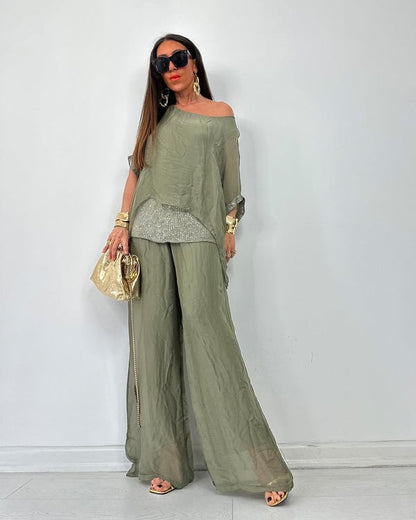 Dames Tweedelige Set Comfortabele Jurk Broek Combinatie