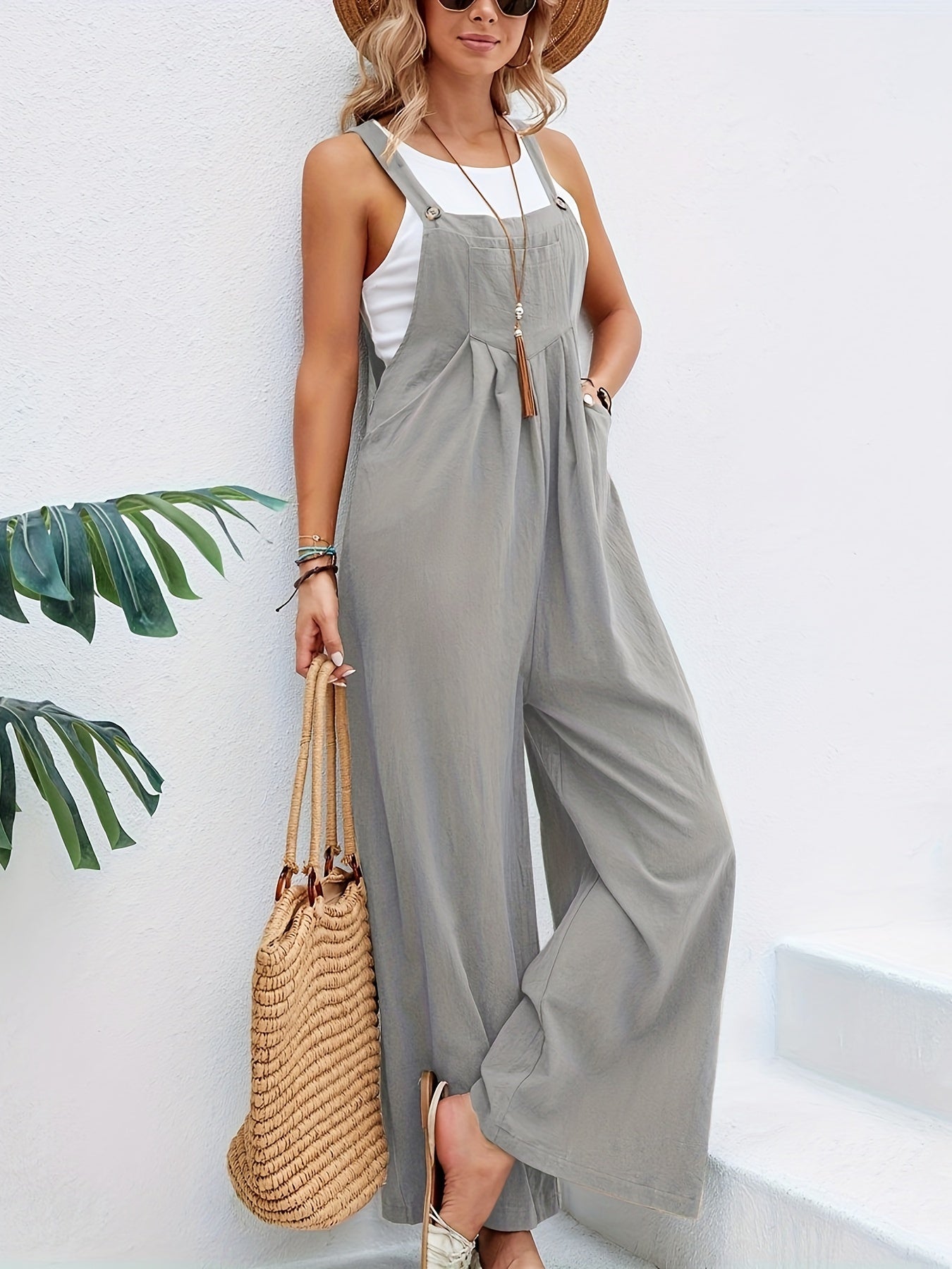 Boho Jumpsuit Zonder Mouwen voor Vrouw Zomer