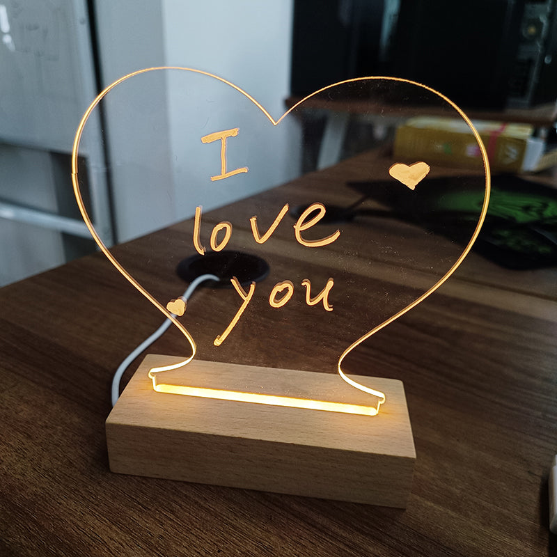 Schrijfbaar Nachtlampje met LED-Verlichting – Creatief Memobord voor Berichten en Notities