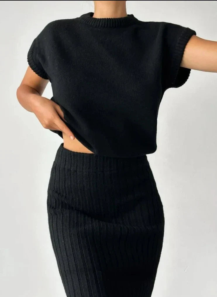 Dames Gebreide Rok en Vest Set Warme Winter Collectie