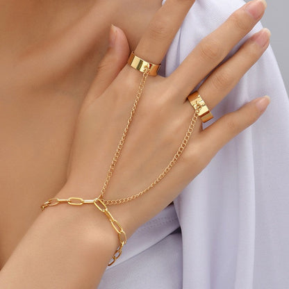 Dames Armband met Schakelketting en Zilveren Ring Sieraad